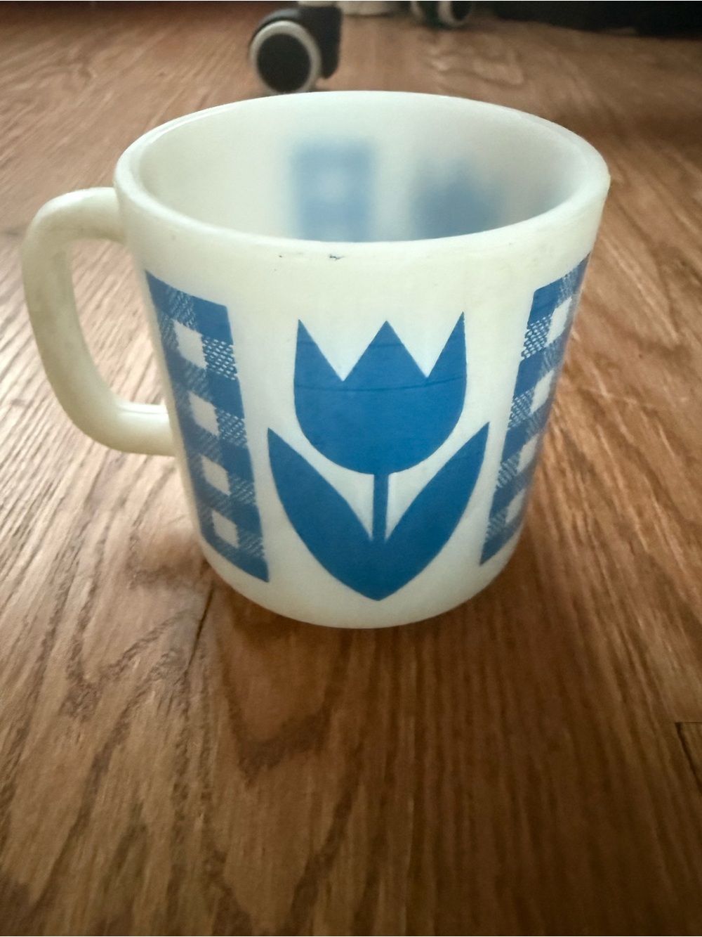 Vintage Glasbake milk glass tulip mug